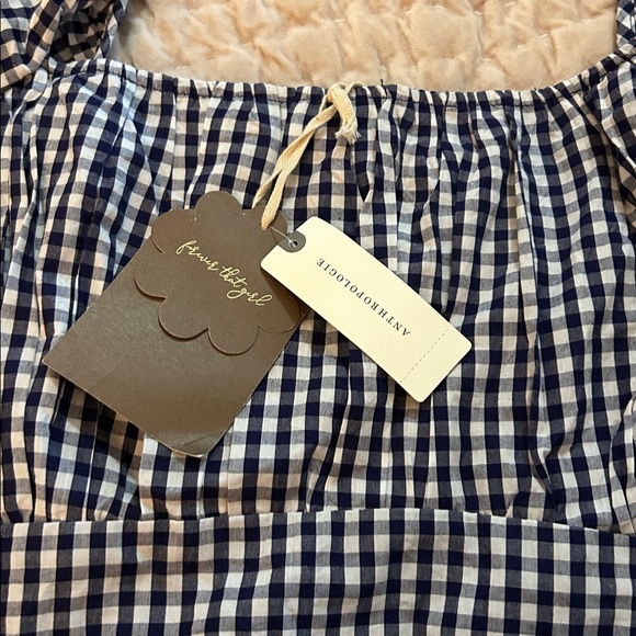 Anthropologie Forever that girl Gingham Puff Sleeve Dress new tag size large - Picture 3 of 9